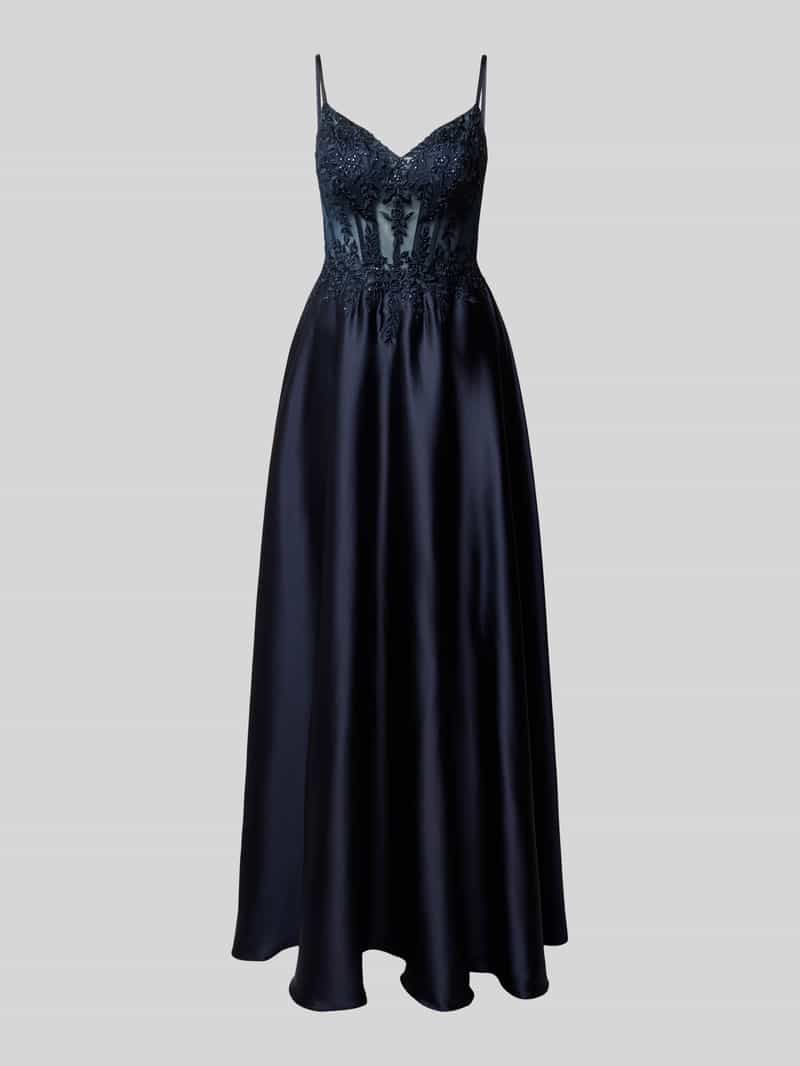 LUXUAR FASHION corsetjurk met stitchings en met siersteentjes