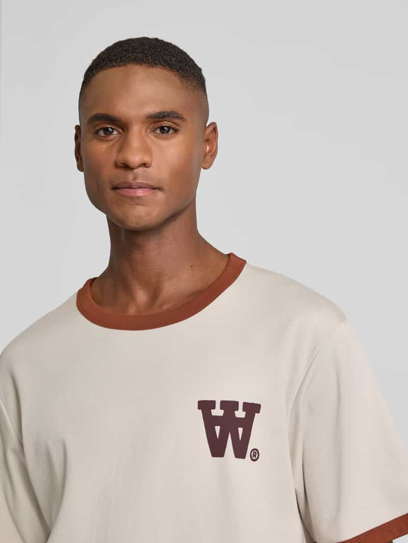 Wood T-shirt met geribde ronde hals model 'Parker'