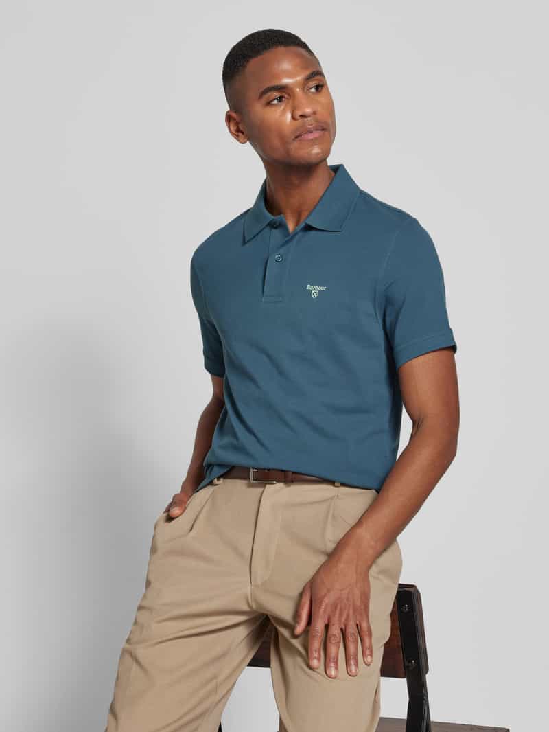 Barbour Slim fit poloshirt met labelstitching