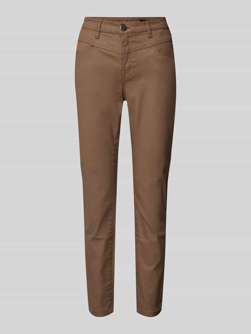 Opus Slim fit broek in leerlook, model 'Evita remix'