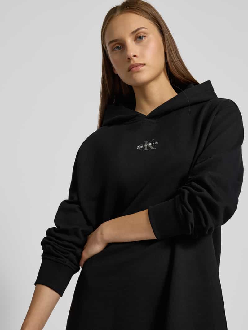 Calvin Klein Jeans Relaxed fit hoodiejurk met logostitching model 'Terry'