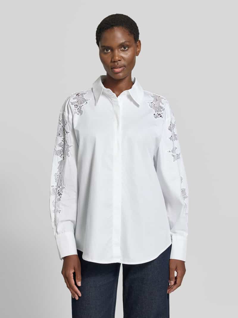Cph Muse Blouse met kant en overhemdkraag model 'SHIRLEY'