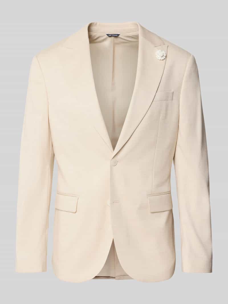 slim fit 2-knoops colbert met linnen-aandeel