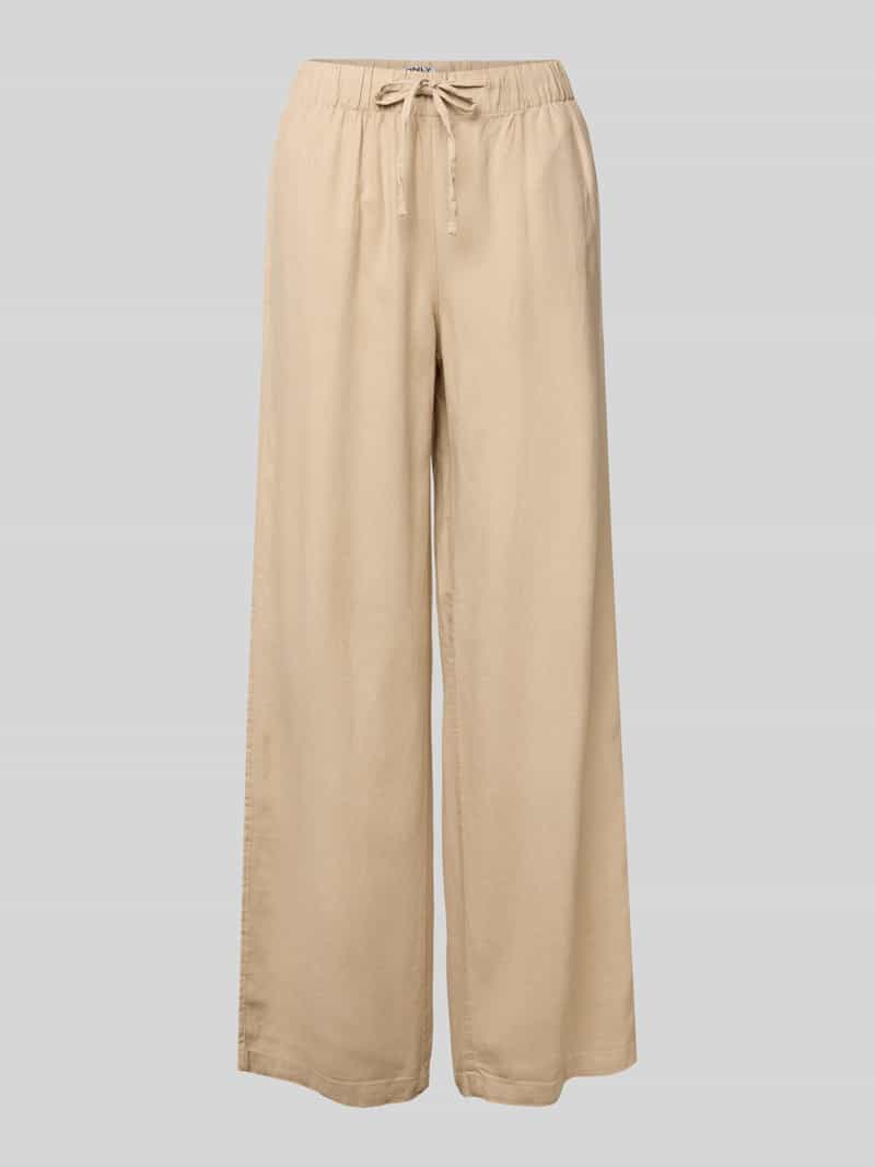 Only Wijde broek van een mix van viscose en linnen model 'CARO'