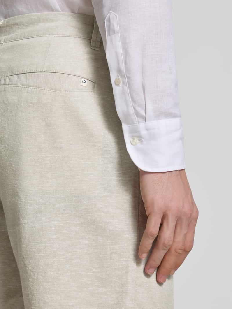 Tom Tailor Denim Relaxed fit korte chino van een mix van linnen en katoen