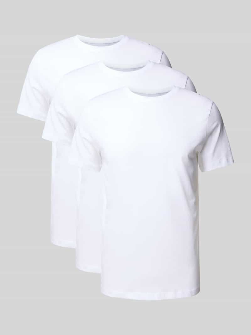 Selected Homme Regular fit T-shirt van puur katoen in een set van 3 stuks
