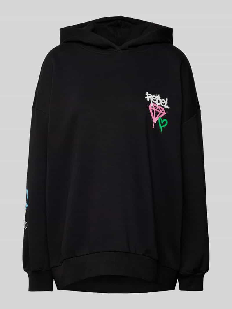 Only Comfort fit hoodie van katoenmix met motiefprint model 'ELODIE'
