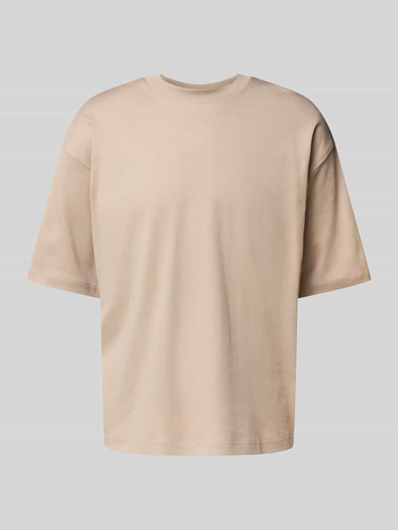 JAKE*S STUDIO MEN T-shirt van biologisch katoen met geribde ronde hals