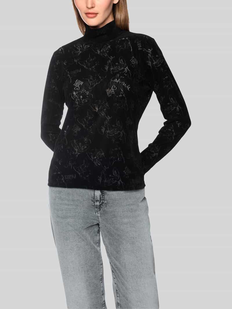 Marc Cain Shirt met lange mouwen met mock neck en all-over motief