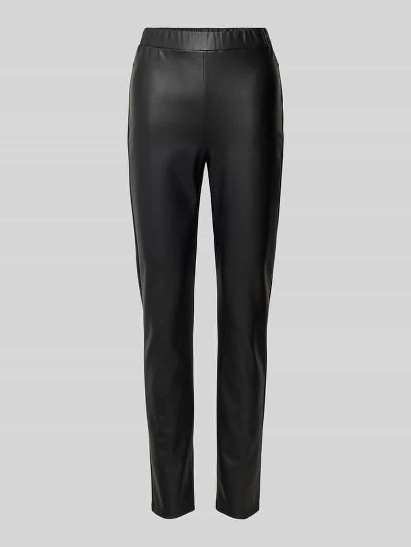 MM Slim fit broek in leerlook met elastische band model 'ECHO'