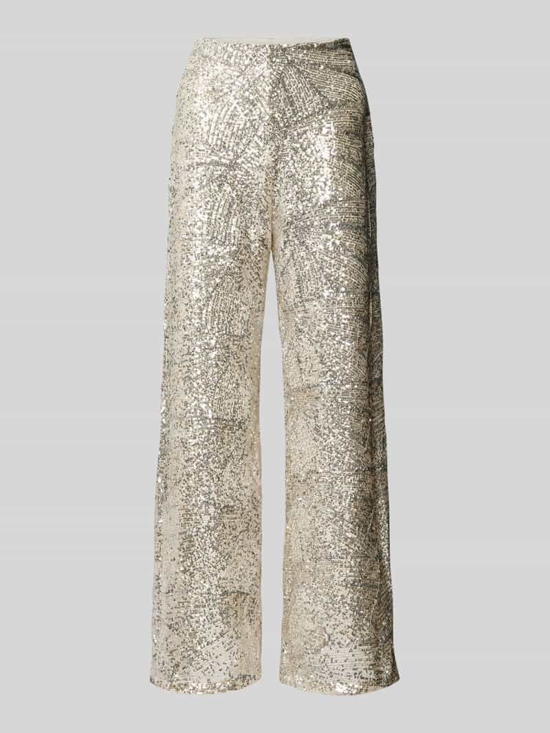 Ichi Wide leg stoffen broek met pailletten model 'FAUCA'