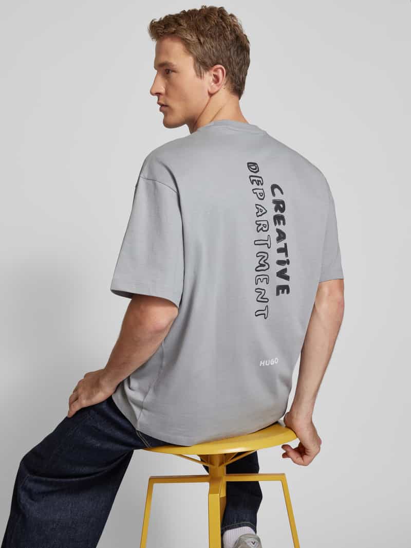 Hugo Blue Oversized T-shirt van viscose model 'Nabion'