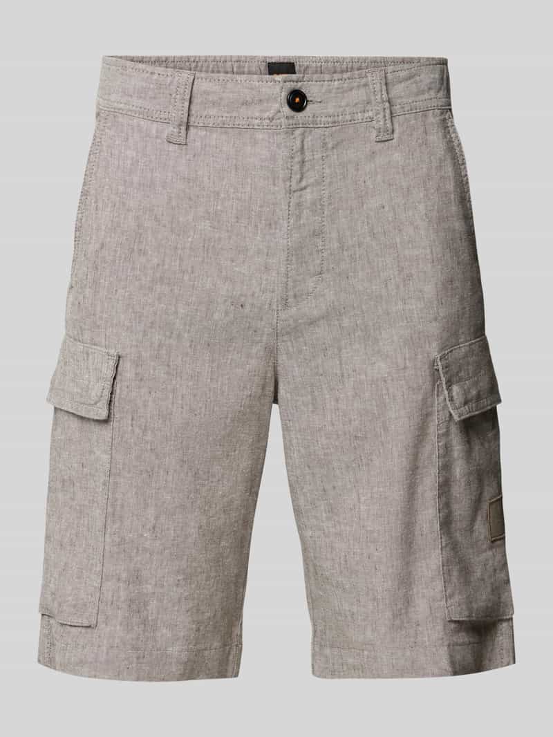 Boss Orange RElaxed fit korte cargobroek met riemlussen model 'Sisla'