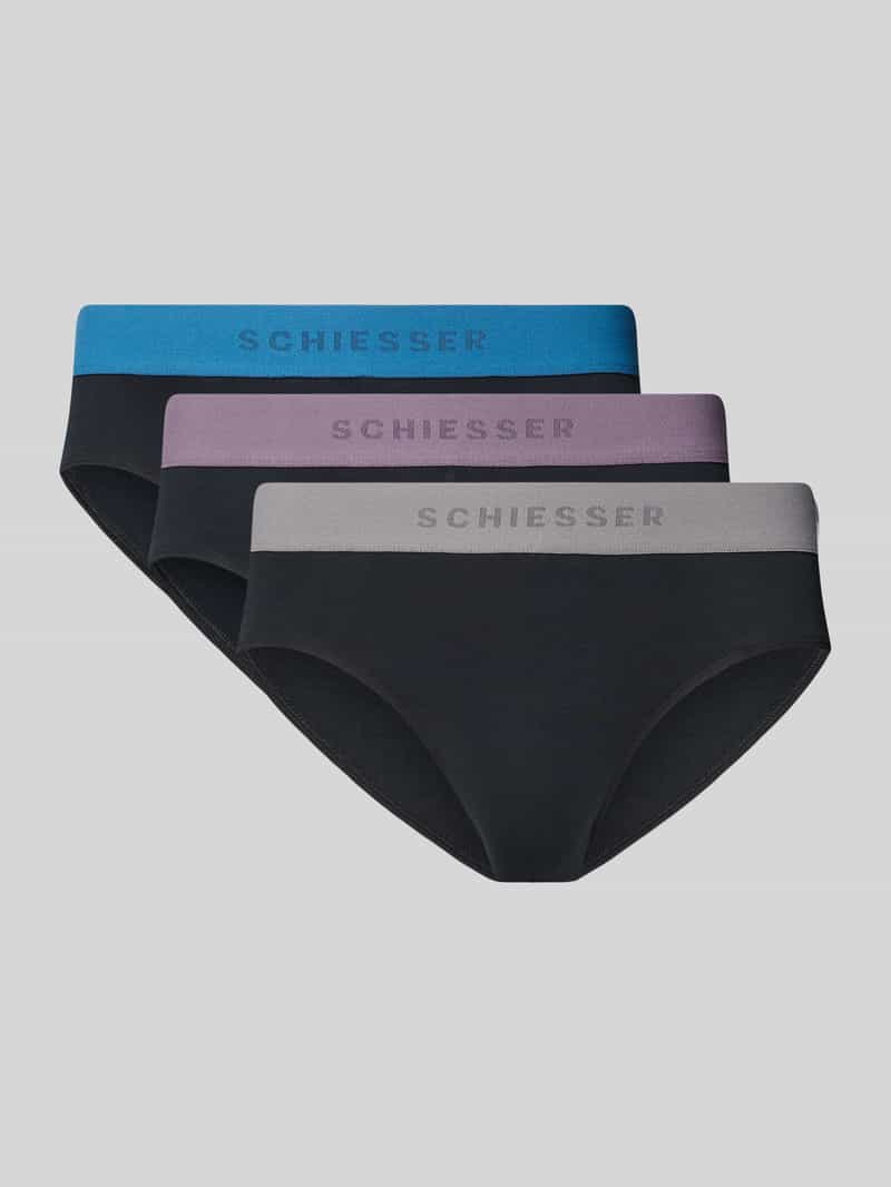 Schiesser Regular fit slip met logostitching in een set van 3 stuks model 'Rio'