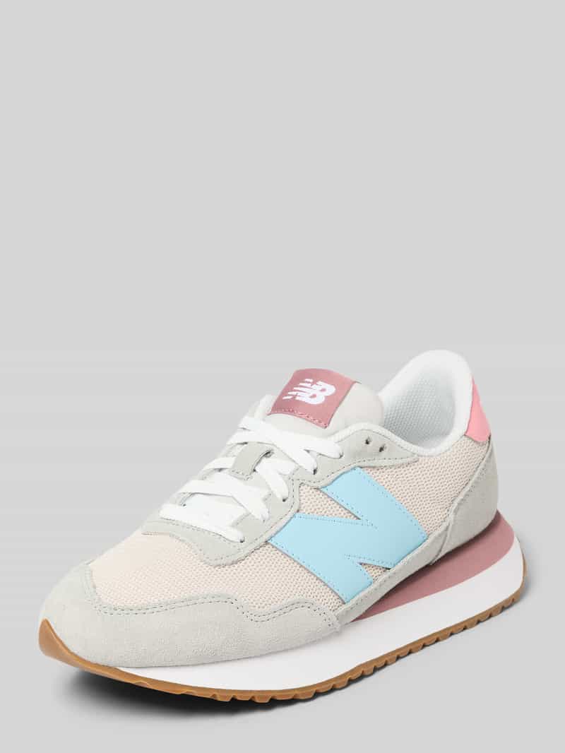 Sneakers van leermix met logodetail