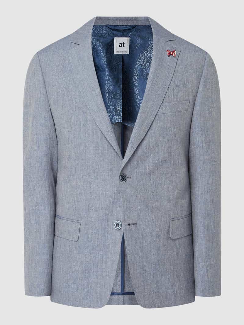 Slim fit -knoops colbert van een mix van linnen en scheerwol, model 'Tito' ATELIER TORINO