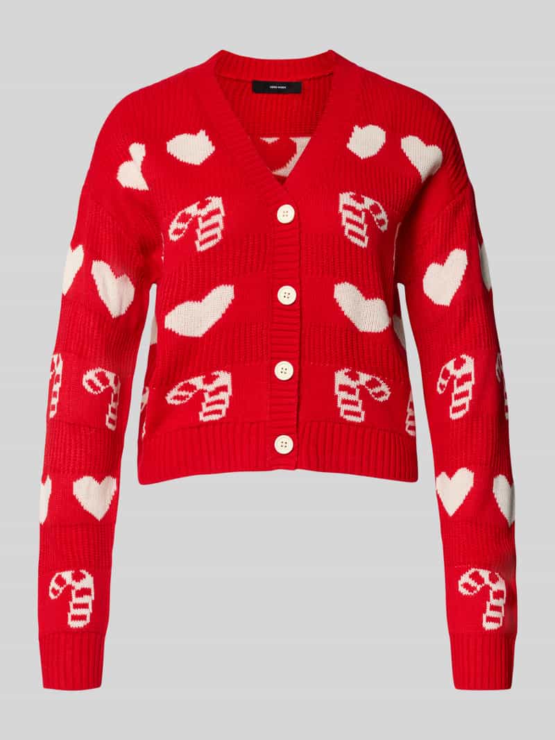 Vero Moda Gebreid jack met kerstmotief model 'CANDYHEARTS'