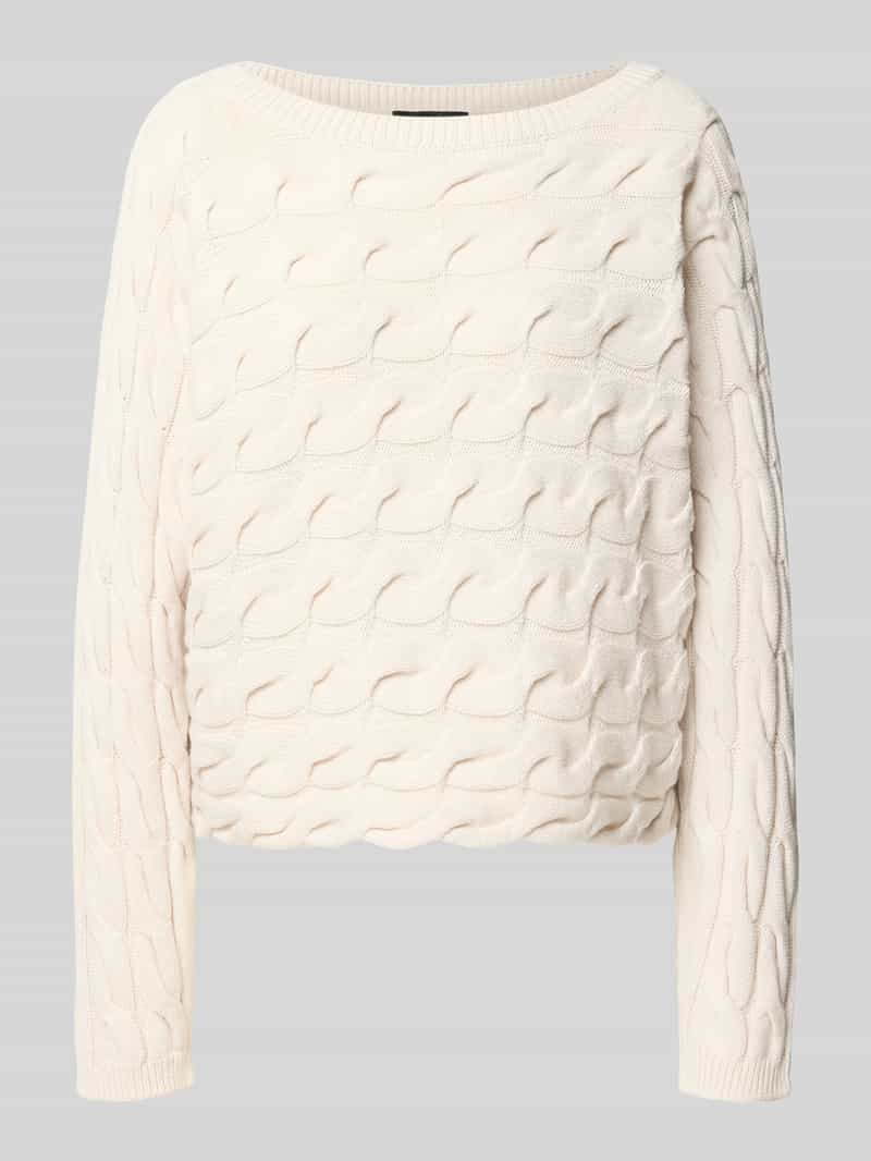 Oui relaxed fit gebreide pullover van katoenmix met kabelpatroon
