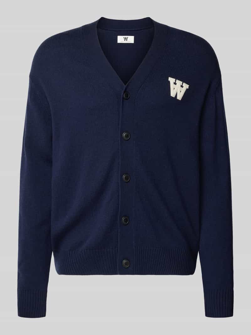 Wood Gebreid jack van lamswol met V-hals model 'Tay'