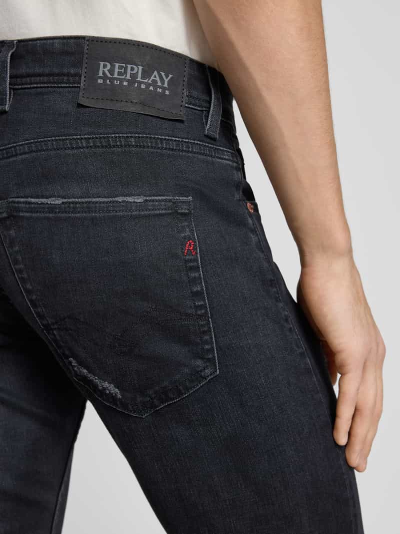 Replay Straight fit jeans in destroyed-look model 'GROVER'