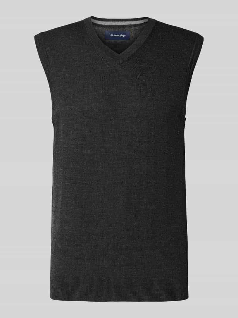 Christian Berg Men Gebreid shirt van een mix van merinowol met V-hals