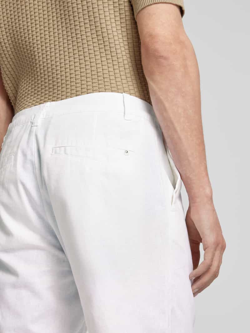 Tom Tailor Denim Relaxed fit korte chino van een mix van linnen en katoen