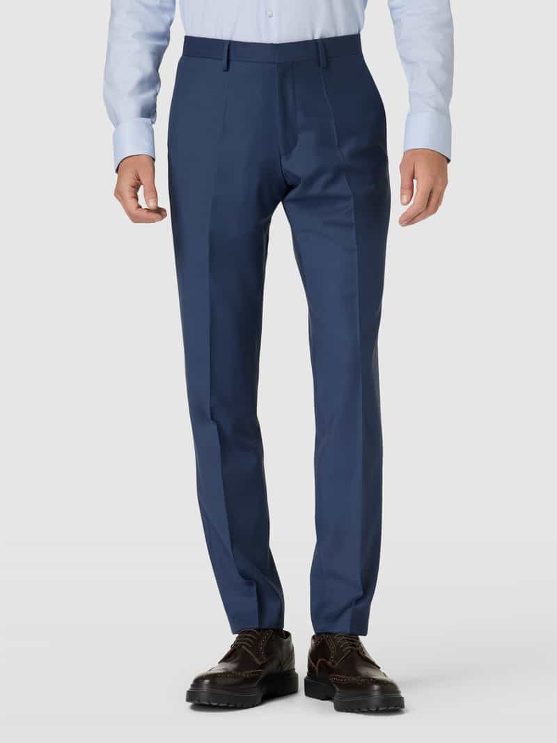 Slim fit pantalon van merinowol in koningsblauw Roy Robson