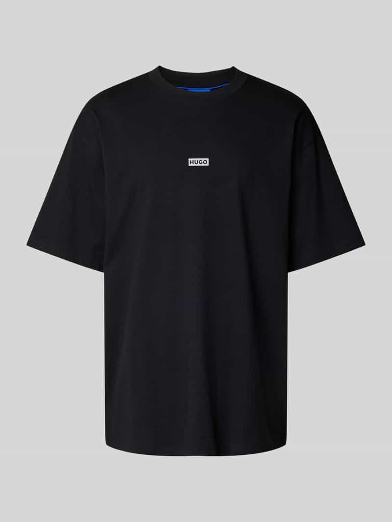 Hugo Blue Oversized T-shirt van viscose met labelprint model 'Nalono'