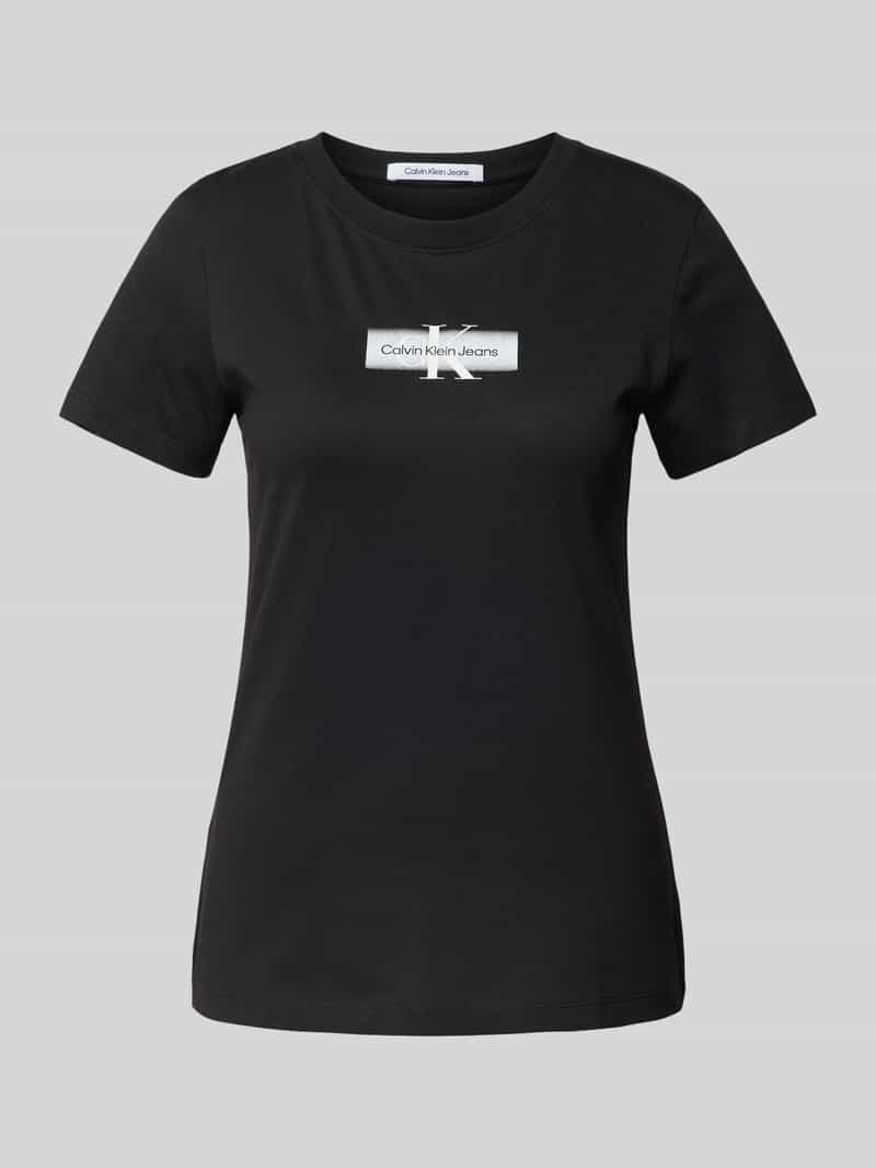 Calvin Klein Jeans Slim fit T-shirt met labelprint model 'MONOLOGO'