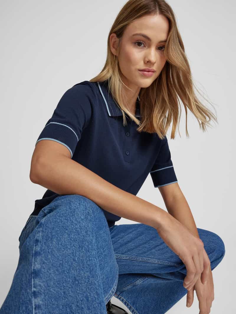 P&C* curated by Veronika Heilbrunner Gebreide polo met contrastdetail
