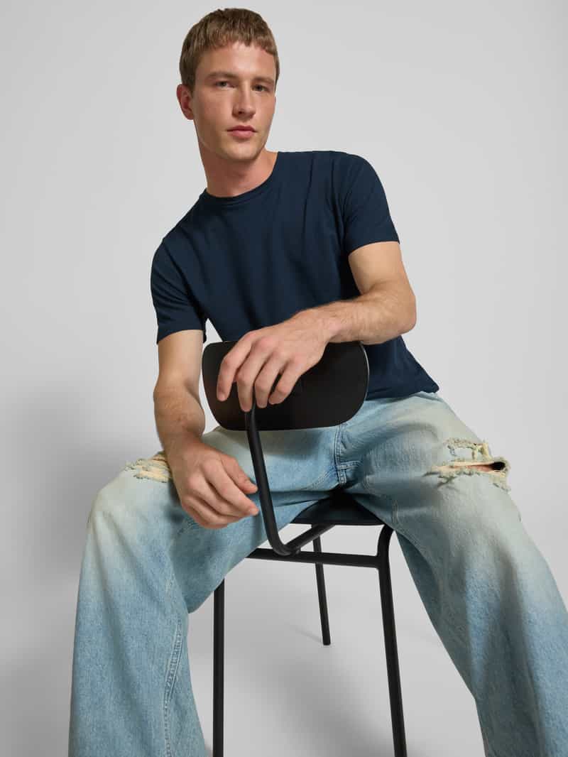 Superdry T-shirt met geribde ronde hals