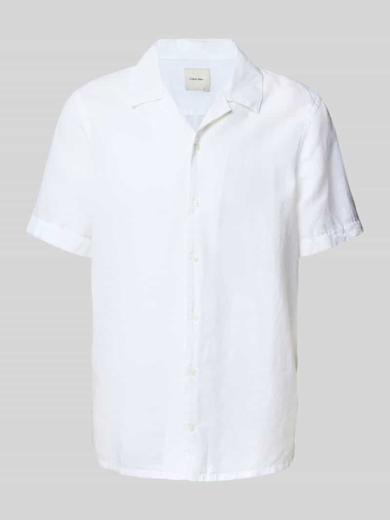 CK Calvin Klein Regular fit linnen overhemd met reverskraag