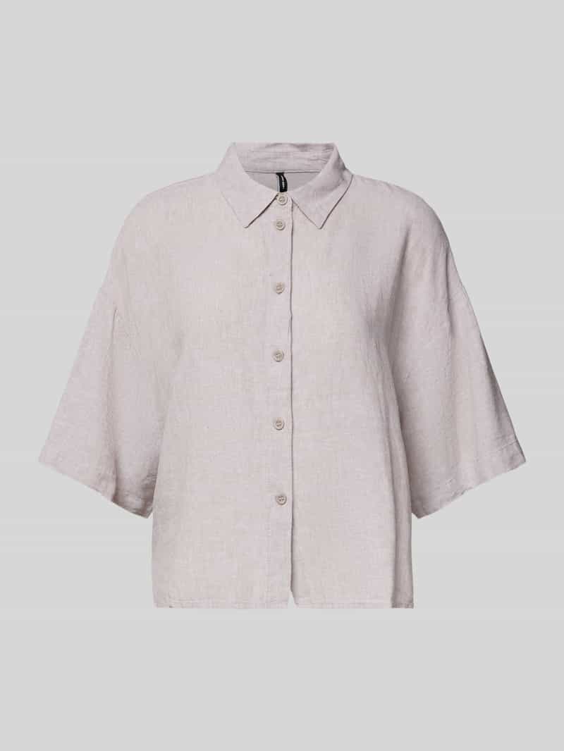 Vero Moda Regular fit overhemdblouse van een mix van linnen en viscose model 'LINN'
