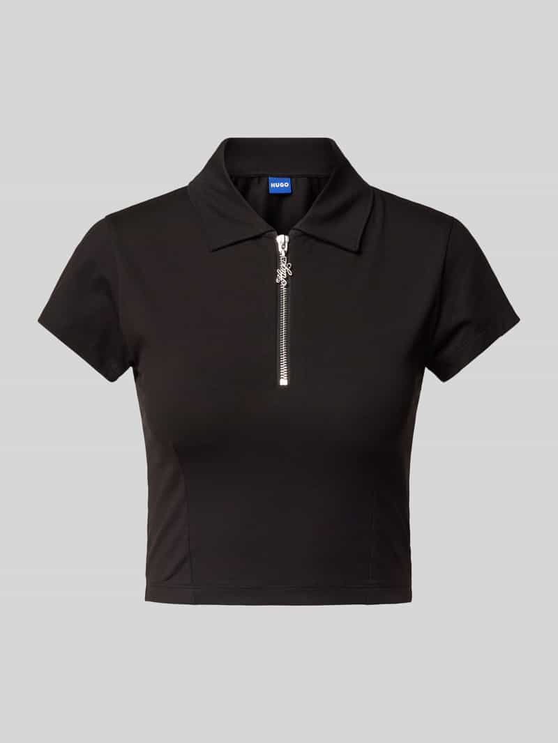 Hugo Blue T-shirt met ritssluiting model 'Dastaja'