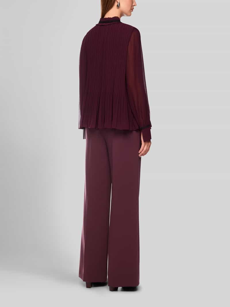 Marc Cain blouse met lange mouwen met kraag met ruches Cut Out