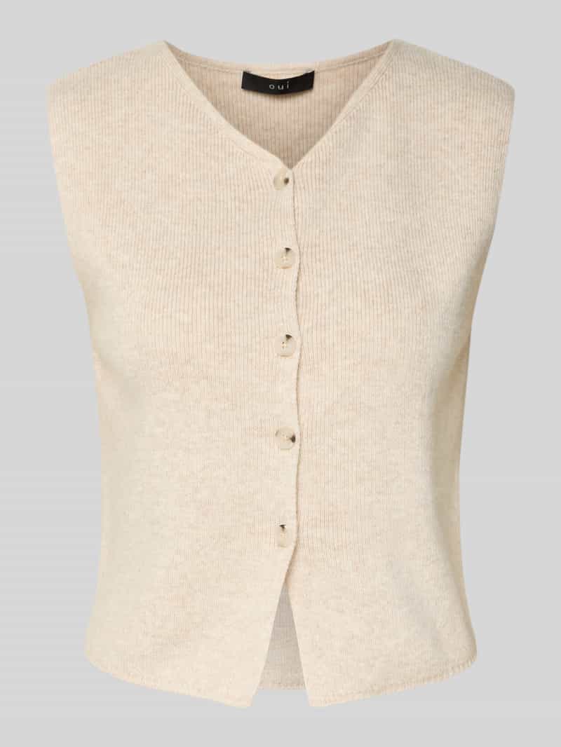 Oui Gebreid gilet met V-hals