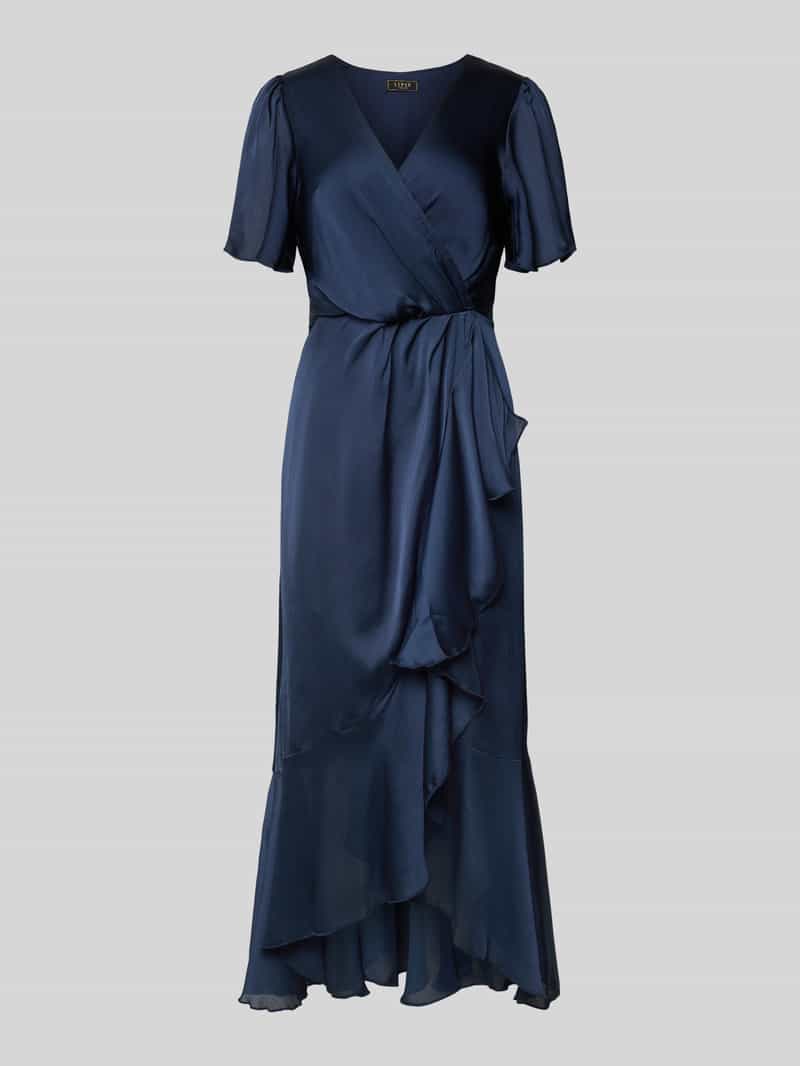 Cocktailjurk in wikkellook met V-hals