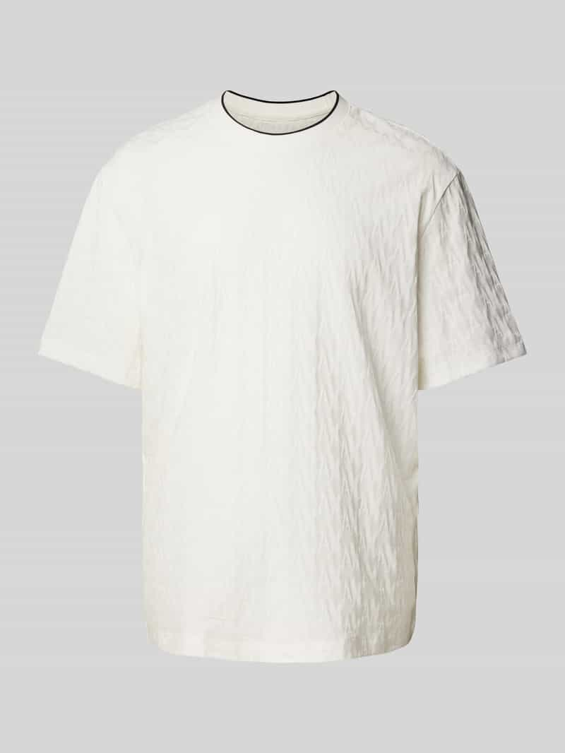 Armani Exchange T-shirt met geribde ronde hals, model 'Jaquard'