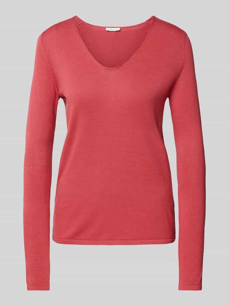 Tom Tailor Regular fit gebreide pullover van katoenmix met V-hals