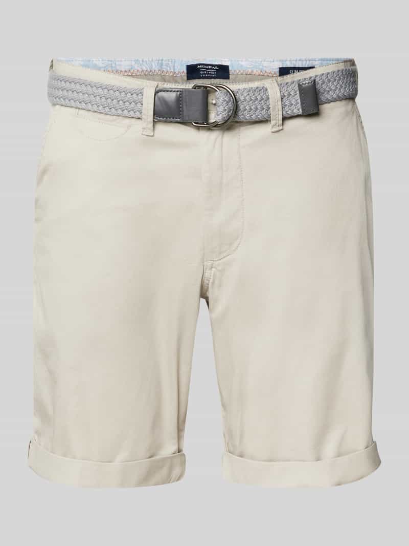 Slim fit bermuda met riem