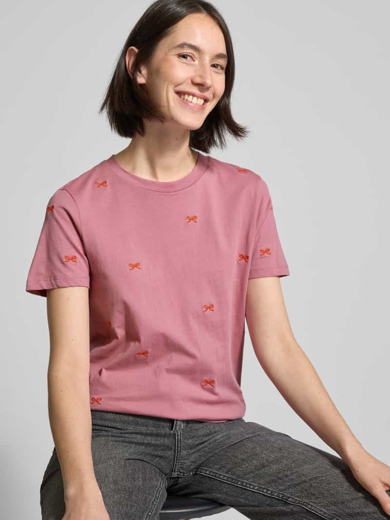 Ichi T-shirt met motiefstitching model 'CAMINO'
