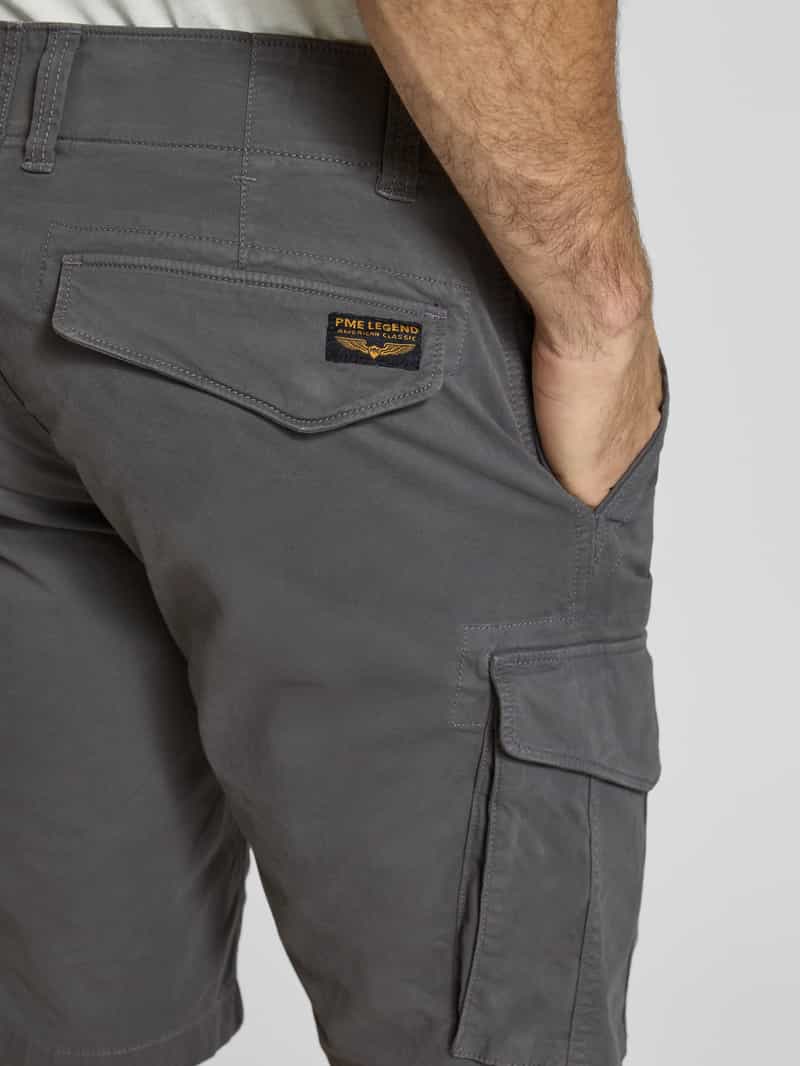 PME Legend Slim fit korte cargobroek met labelprint model 'NORDROP'