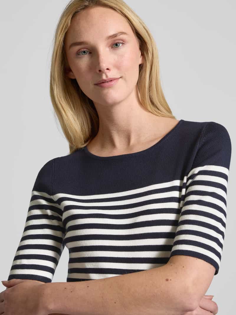 s.Oliver BLACK LABEL Slim fit gebreide pullover van viscosemix met 1 2-mouwen