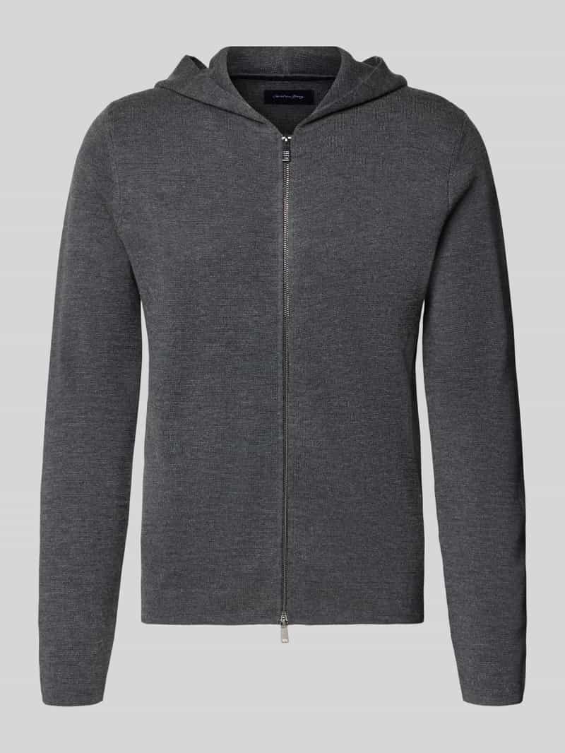 Christian Berg Men Regular fit gebreid jack met aandeel lanawol