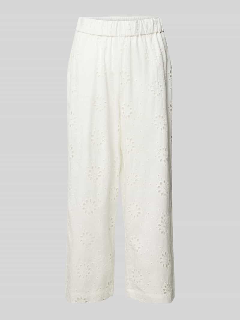Christian Berg Woman Selection Wide leg stoffen broek met broderie anglaise