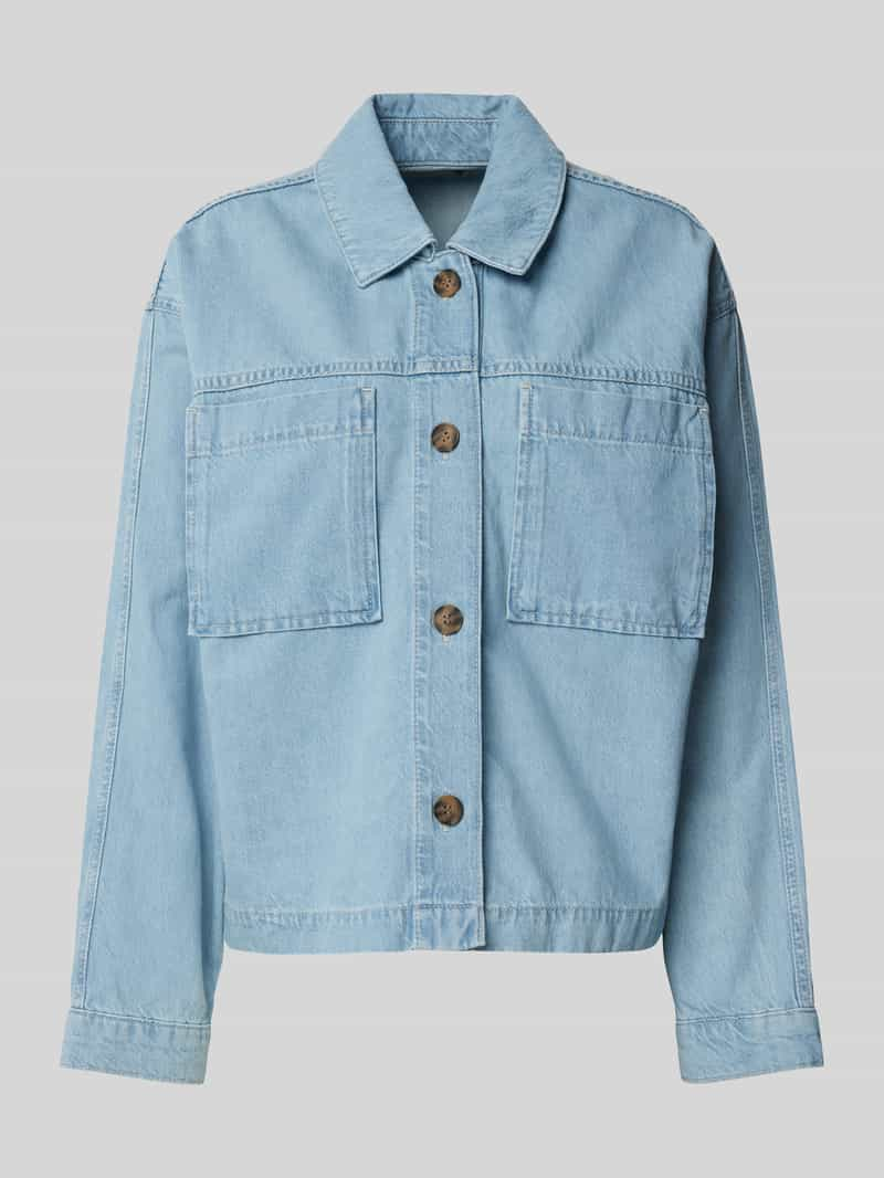 Jake*s Casual Jeansblouse met opgestikte borstzakken