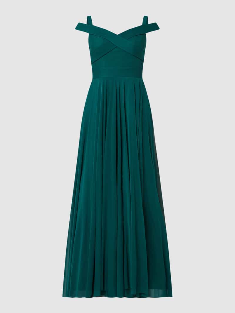 TROYDEN COLLECTION Avondjurk van mesh in off shoulder-look