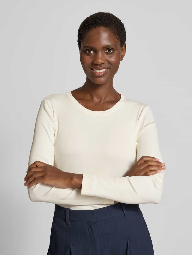 Marc Cain Shirt met lange mouwen en geribde ronde hals