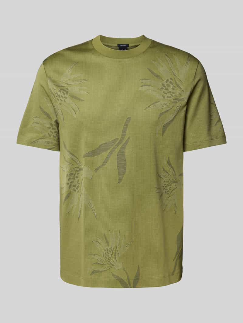 Boss T-shirt met geribde ronde hals model 'Taut'