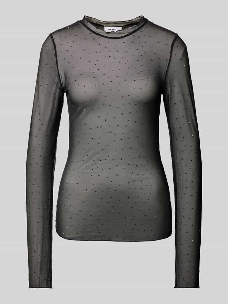 moves Slim fit shirt met lange mouwen met strass-steentjes model 'Markhild'